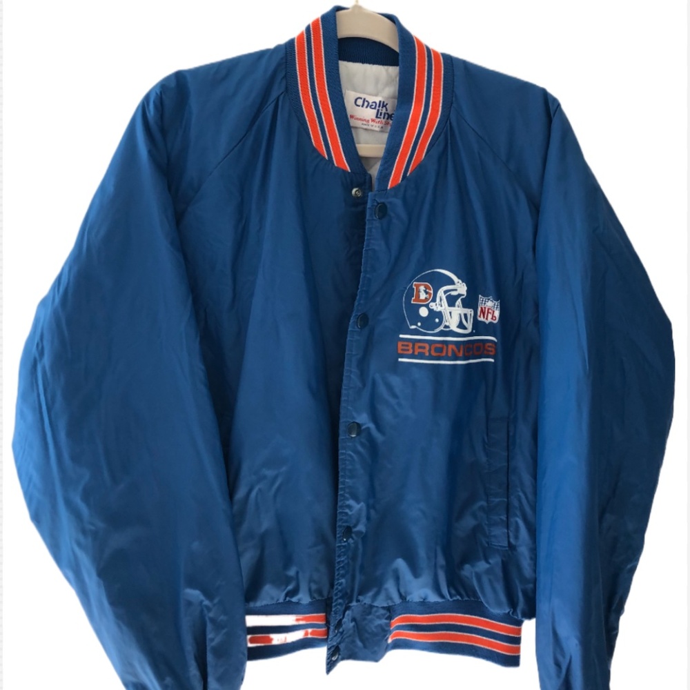 Vtg 90s Denver Broncos Chalk Line Jacket Size XL